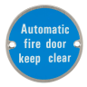 Frisco Automatic Fire Door Keep Clear Symbol 75mm Sat Stainless Steel