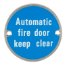 Frisco Automatic Fire Door Keep Clear Symbol 75mm Satin Stainless Steel