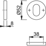 Hoppe Oval Profile Escutcheon 52mm Satin Stainless Steel EX42S