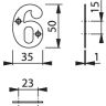 Arrone Face Fix '6/9' Numeral 50 x 22 x 1mm Satin Anodised Aluminium AR140/6-SAA