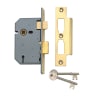 Union 3 Lever Mortice Sash Lock 65mm D Polished Brass