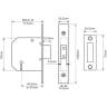 Union 2177 3 Lever Mortice Deadlock 65mm Satin Chrome