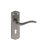 Old English Warwick Key Lever on Backplate Distressed Silver