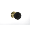 Old English Whitby Ebony Wood Reeded Mortice Knob on 60mm Face Fix Rose Polished Brass