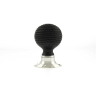 Old English Whitby Ebony Wood Reeded Mortice Knob on 60mm Face Fix Rose Polished Nickel