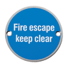Eurospec Signage Fire Escape - Keep Clear Satin Stainless Steel