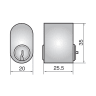 Assa Abloy 501 Single 5-Pin Cylinder 35 x 25.5 x 20mm Satin Chrome