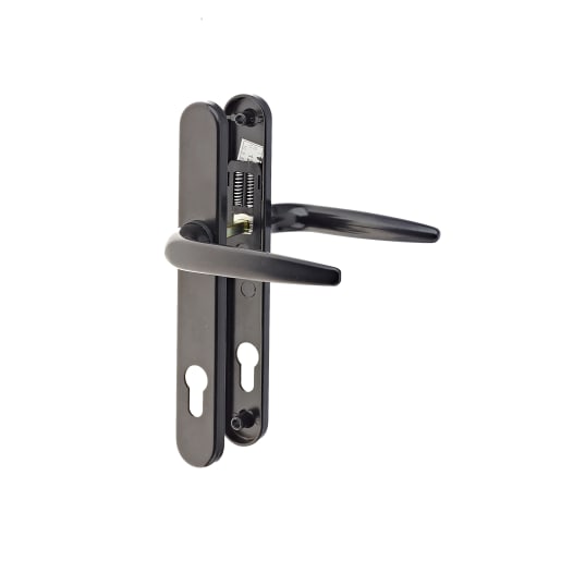 Euro UPVC Inline Lever/Lever Set 210mm with Fixings Black