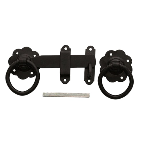 A Perry No.1136 Plain Ring Handled Gate Latch 180mm Black