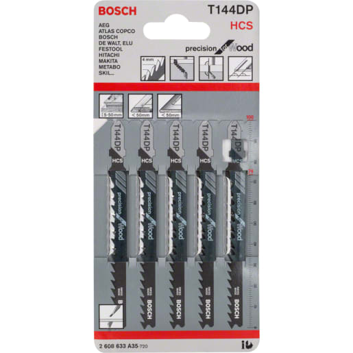 Bosch T144DP Jigsaw Blades 100mm Length Black Pack of 5