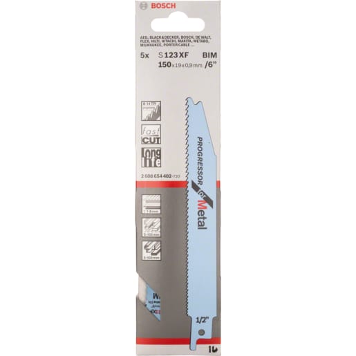 Bosch Progressor Sabre Saw Blades 150 x 19 x 0.9mm Blue Pack of 5