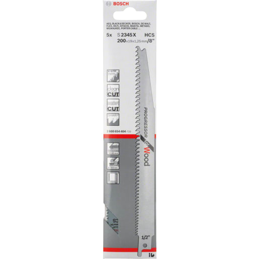 Bosch S2345X Progressor Sabre Saw Blades 200 x 19 x 1.25mm Blue