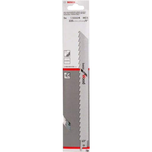 Bosch S1111K Sabre Saw Blades 225 x 19 x 1.25mm Silver Pack of 5