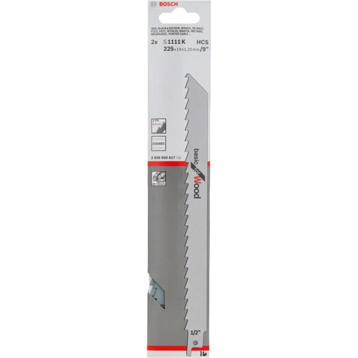Bosch S1111K Sabre Saw Blades 225 x 19 x 1.25mm White Pack of 2