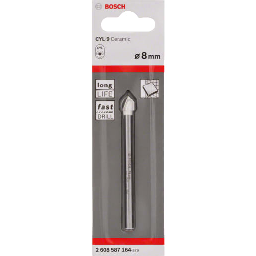 Bosch Drilling Cylinder 9 Ceramic Tile Drill Bit 8mm Silver