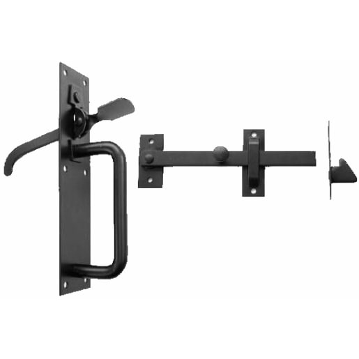 A Perry No.20 Light Suffolk Latch Set with Standard Thumb Piece Black
