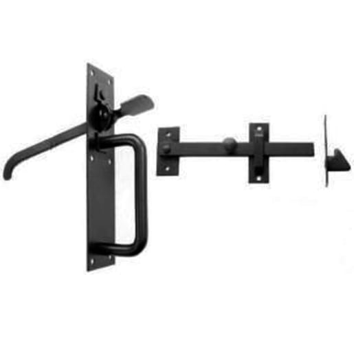 A Perry No.20/4L Medium Suffolk Gate Latch Set 108mm Black