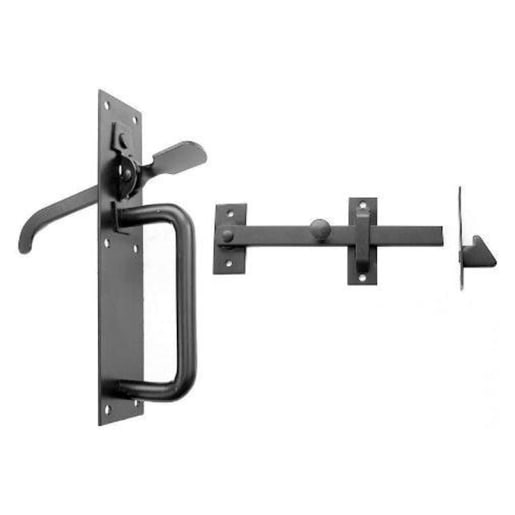 A Perry No.20/4S Medium Suffolk Gate Latch Set 75mm Black