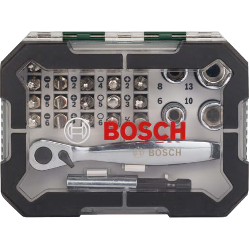 Bosch Screwdriver Bit and Ratchet Set 26 Piece Green