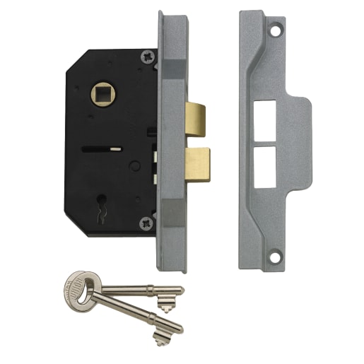 Union 2242 2 Lever Rebated Mortice Lock 65mm Silver Enamel