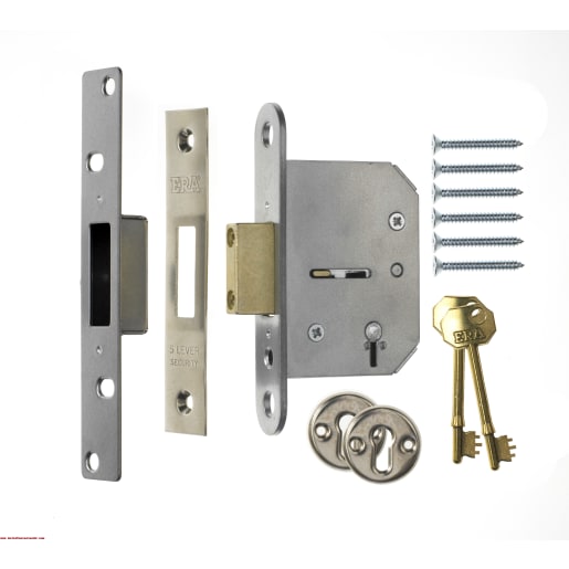 ERA Viscount 5 Lever Security Deadlock 3 inch / 76mm  Polished Satin Finsh