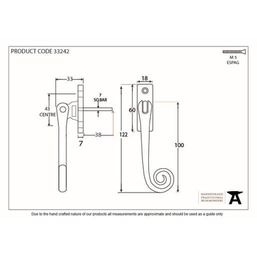 From The Anvil Black Slim Monkeytail Espag - RH