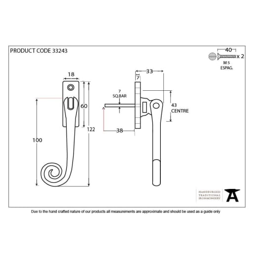 From The Anvil Black Slim Monkeytail Espag - LH