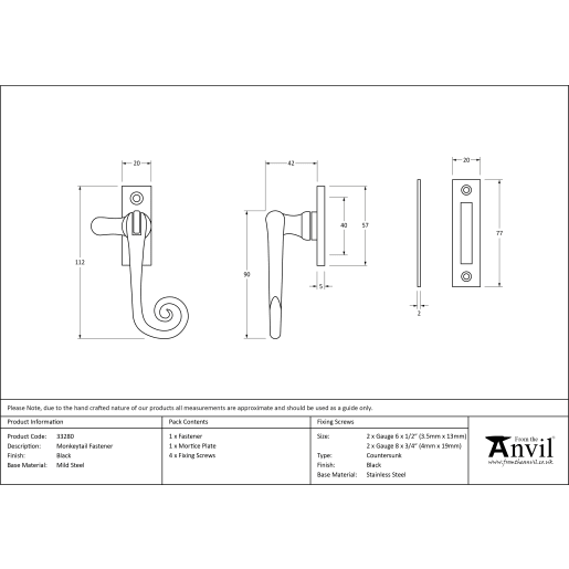 From The Anvil Black Monkeytail Fastener