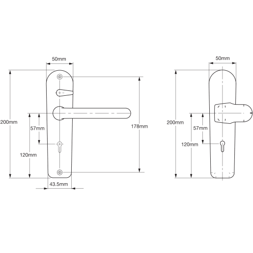 Union 3R35 Lever Door Handle Satin Chrome