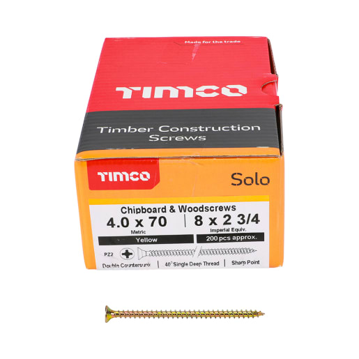 TIMco Solo XR Countersunk Head Screw 70 x 4mm (L x Diameter) Box of 200