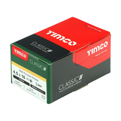 TIMco Classic Multi-Purpose Double Countersunk Screws 4.5 Gauge 16mm Box of 200