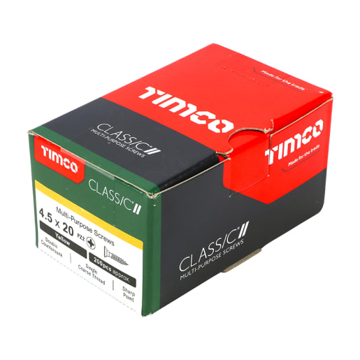 TIMco Classic Multi-Purpose Double Countersunk Screws 4.5 Gauge 20mm Box of 200
