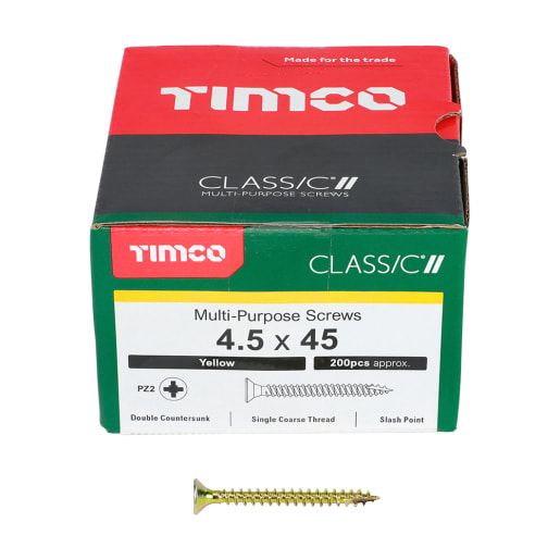 TIMco Classic Multi-Purpose Double Countersunk Screws 4.5 Gauge 45mm Box of 200