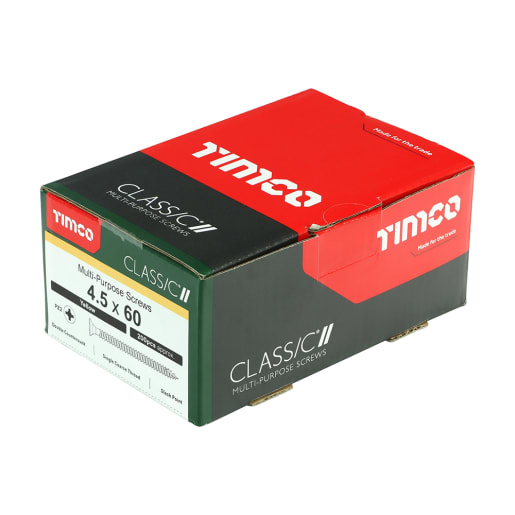 TIMco Classic Multi-Purpose Double Countersunk Screws 4.5 Gauge 60mm Box of 200