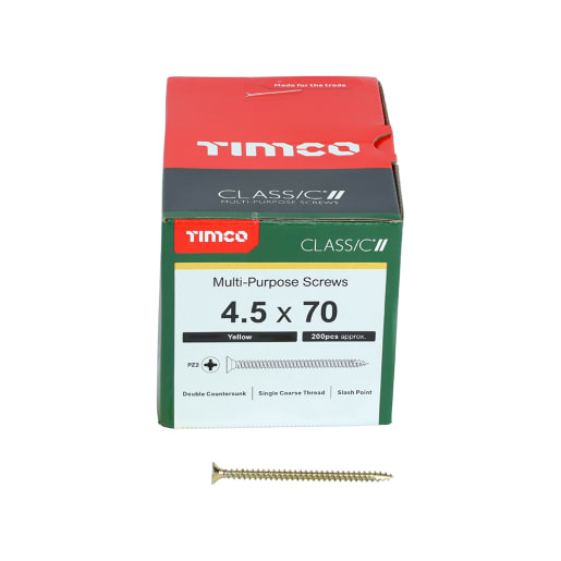 TIMco Classic Multi-Purpose Double Countersunk Screws 4.5 Gauge 70mm Box of 200