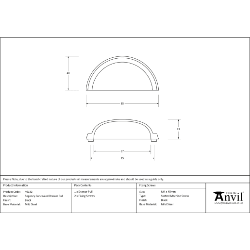From the Anvil Regency Concealed Drawer Pull Black