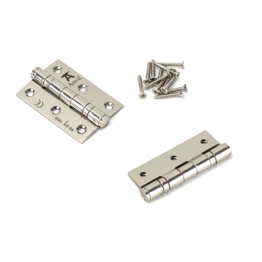 From the Anvil Ball Bearing Butt Hinge 76mm Polished Nickel (Pair)