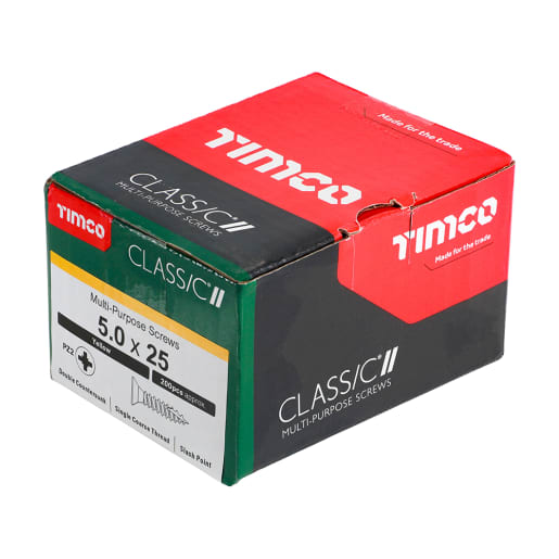 TIMco Classic Multi-Purpose Double Countersunk Screws 5 Gauge 25mm L Box of 200
