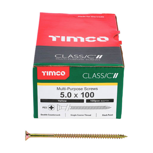 TIMCO Classic Countersunk Head Screw 100 x 5.0mm Yellow Box of 100