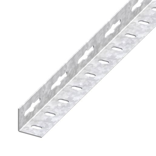 Rothley Chrome Drilled Galvanised Steel Equal Sided Angle Strip 1m x 23.5 x 1.2mm
