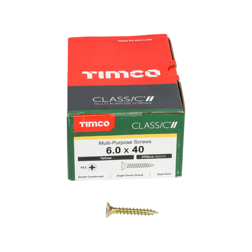 TIMCO Classic Multi-Purpose Double Countersunk Screws 6 Gauge 40mm L Box of 200