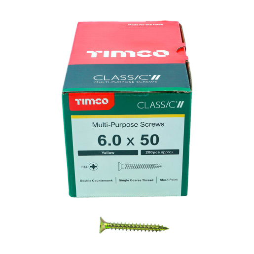 TIMCO Classic Multi-Purpose Double Countersunk Screws 6 Gauge 50mm L Box of 200