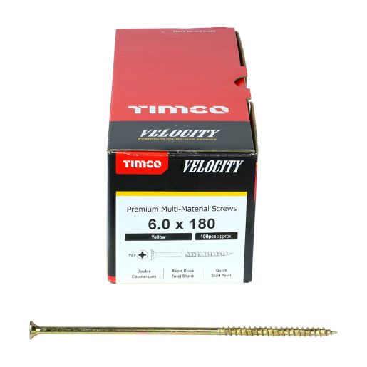 TIMCO Velocity Premium Wood Screw 180 x 6mm (L x Diameter) Box of 100