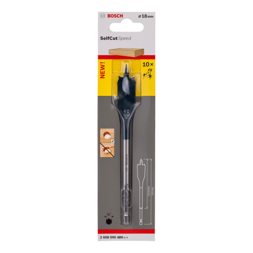 Bosch Self-Cut Flat Hexagon Shank Drill Bit 152 x 18mm Grey