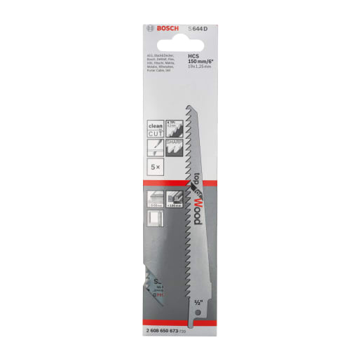 Bosch Sabre Saw Blade High Carbon Steel Top For Wood 150mm Steel