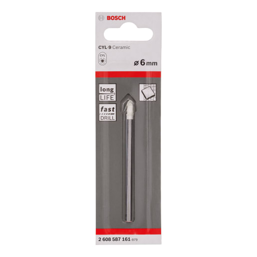 Bosch Drilling Cylinder 9 Ceramic Tile Drill Bit 6mm Silver