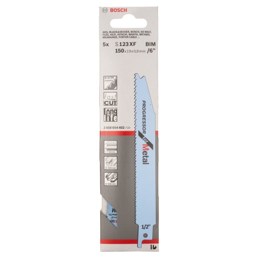 Bosch Progressor Sabre Saw Blades 150 x 19 x 0.9mm Blue Pack of 5
