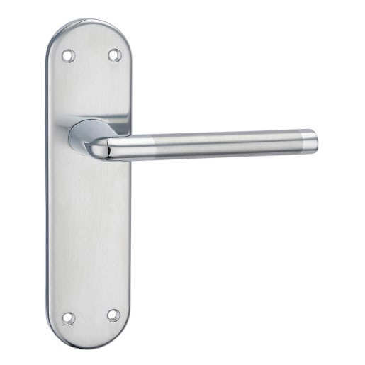 Fortessa Foko Door Handle On Latch Plate 120x46.7x184mm Satin/Polished Chrome