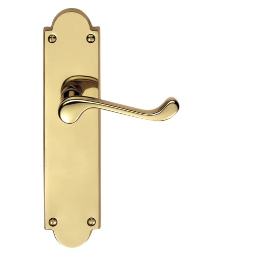 Carlisle Brass Victorian Scroll Lever on Latch Backplate Polished Brassed