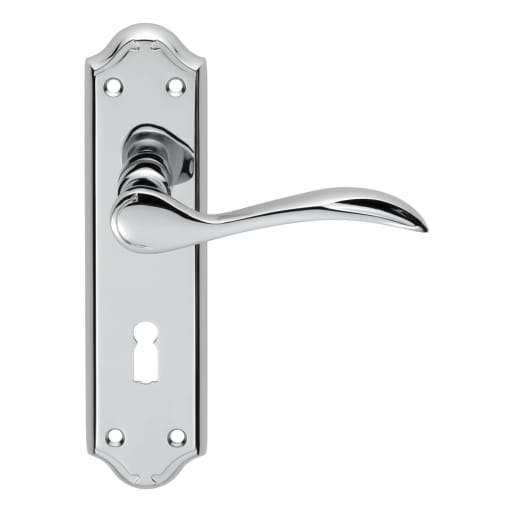 Carlisle Brass Madrid Lever Lock on Backplate Furniture Polished Chrome